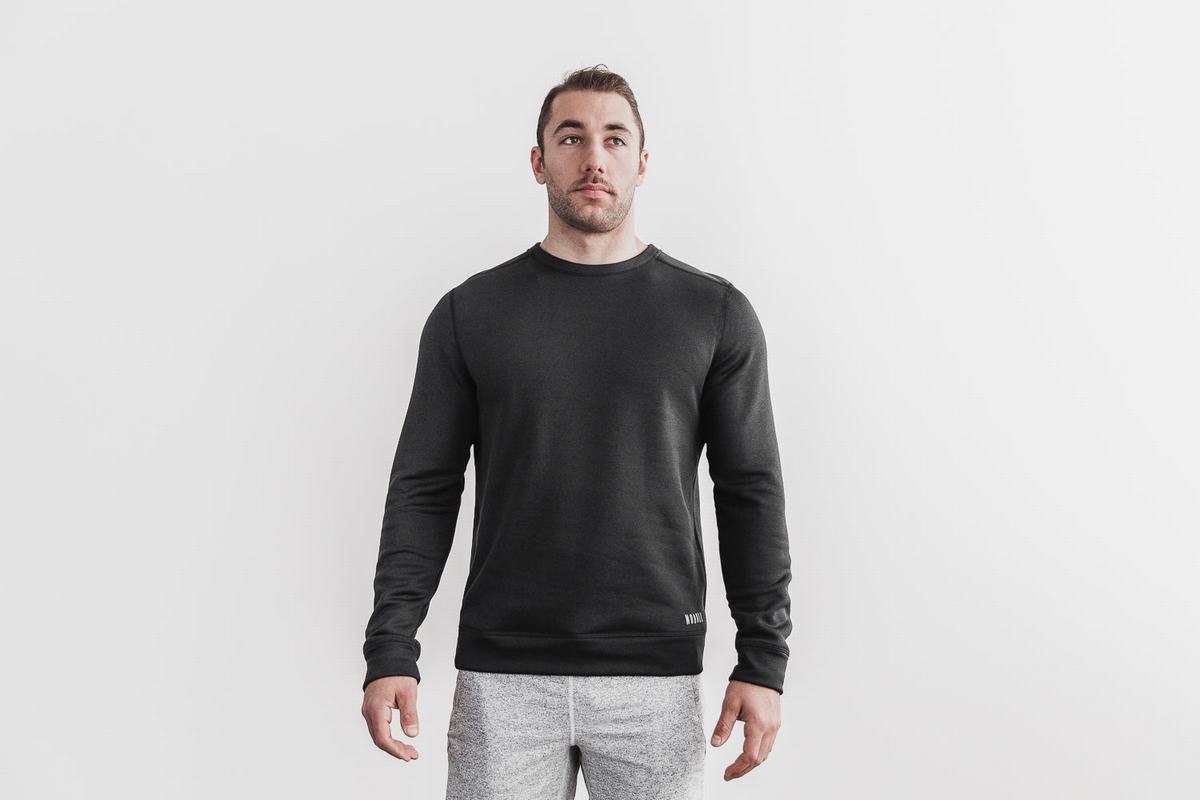 Nobull Performance Crew Men\'s Sweatshirts Black | Australia (KR1975)